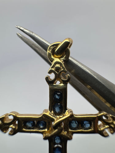 Pendentif Pendentif Croix Or Jaune 18k & Topaze 58 Facettes B4PE-GS28845