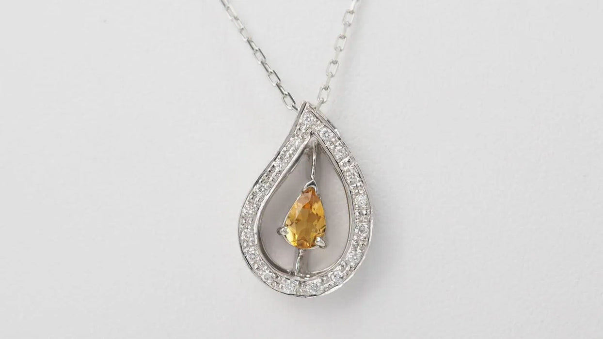 Collier Collier or blanc, citrine et diamants 58 Facettes 32805