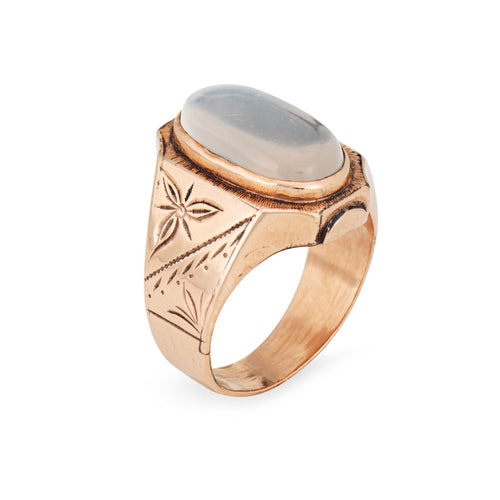 Bague 53 Bague victorienne antique en or rose avec pierre de lune 58 Facettes G14100