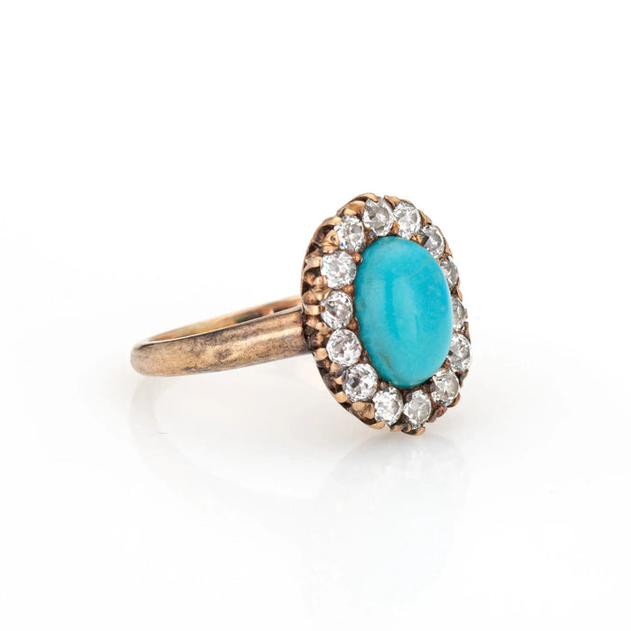 Bague 42 Bague Victorienne Ancienne Turquoise et Diamant 58 Facettes G13554