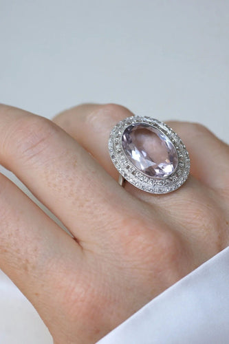 Bague Grande Bague Art Déco Améthyste et Diamants 58 Facettes