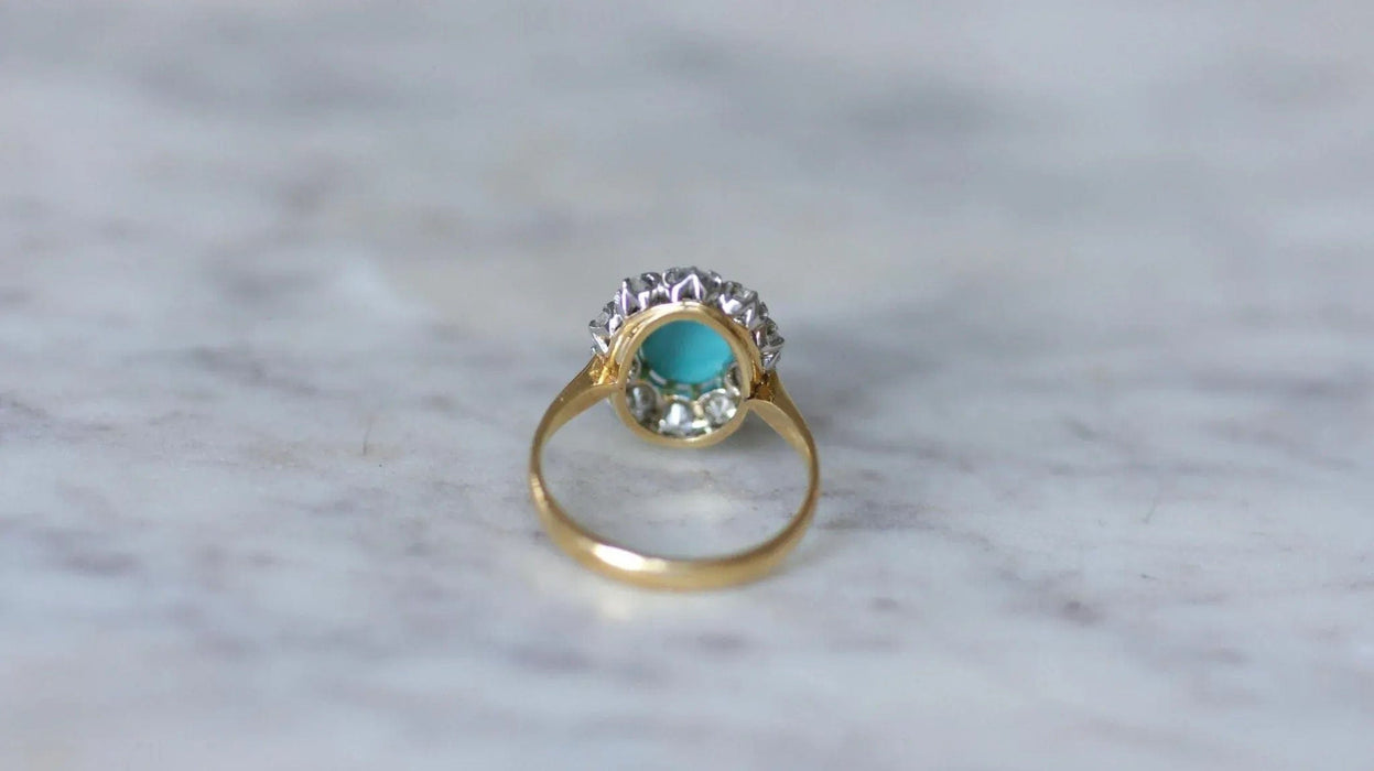 Bague Marguerite turquoise et diamants 58 Facettes