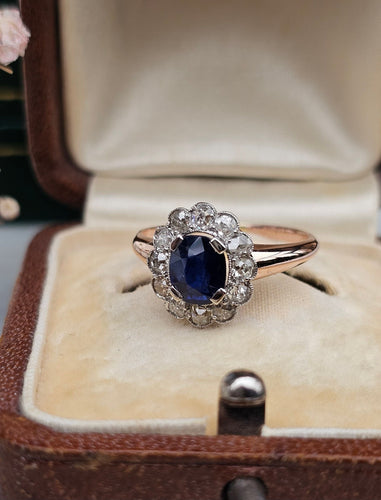 Bague 51,5 Bague Marguerite Or rose, Platine, Saphir, Diamants 58 Facettes 387