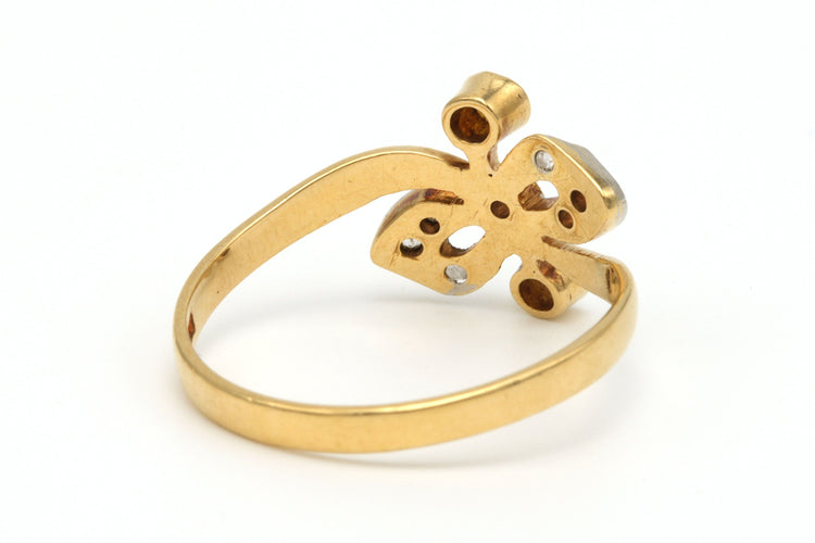 Bague 53 Bague Art Nouveau en or jaune 18 carats et argent sertie de diamants et de perles 58 Facettes B272