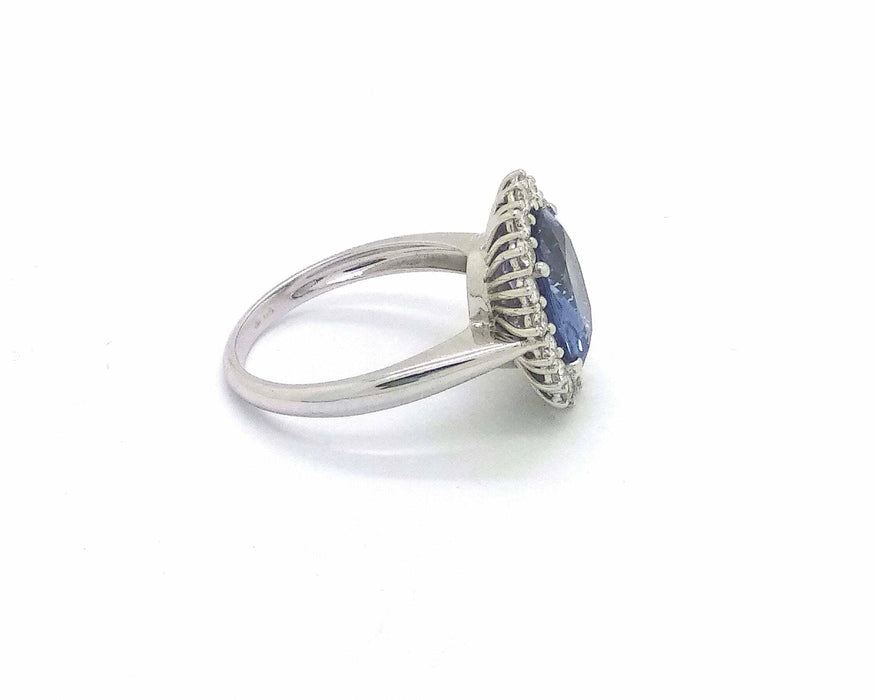 Bague Bague avec saphir de Ceylan et pavé diamants 58 Facettes