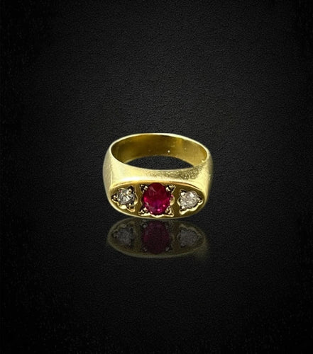 Bague Bague pont avec rubis et diamants, 58 Facettes