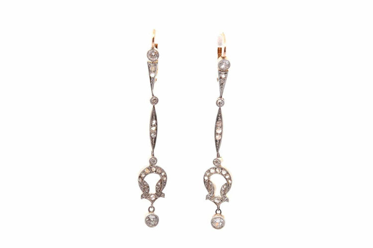 Boucles d'oreilles art déco diamants