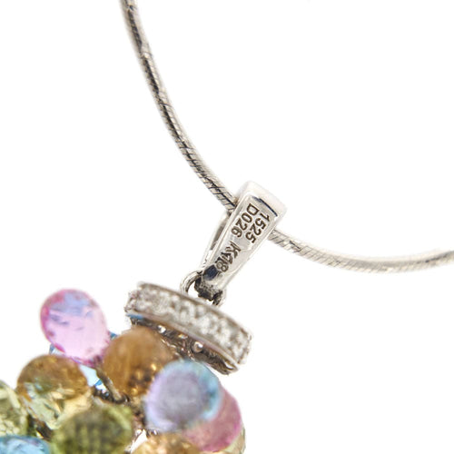 Collier Collier pendentif perle pierres de couleur et diamants 58 Facettes 30440