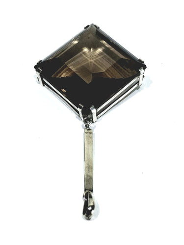 Pendentif Pendentif quartz fumé biseauté en argent 58 Facettes
