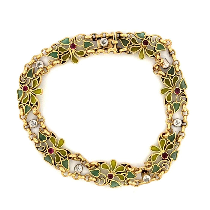 Bracelet Bracelet Florale Or Jaune Diamants & Rubis 58 Facettes