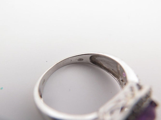 Bague 55 bague MATY or blanc amethyste et diamants 58 Facettes 259030