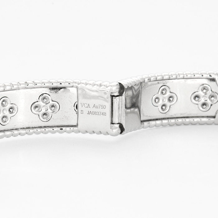 Bracelet VAN CLEEF & ARPELS – Bracelet Perlé trèfle or blanc diamants 58 Facettes