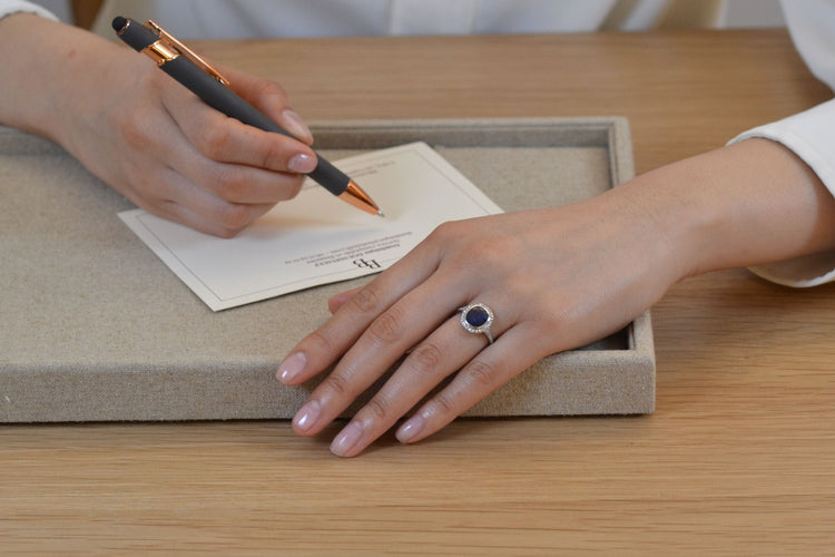 Bague 53 Bague art déco saphir de 2,50cts et diamants 58 Facettes 26684-23713