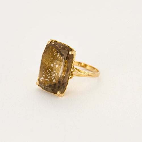 Bague 58,5 Bague cocktail or jaune et quartz fumé 58 Facettes NAR0019