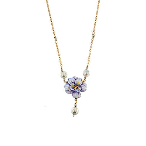 Collier Collier avec fleur émaillée et perles 58 Facettes 36329