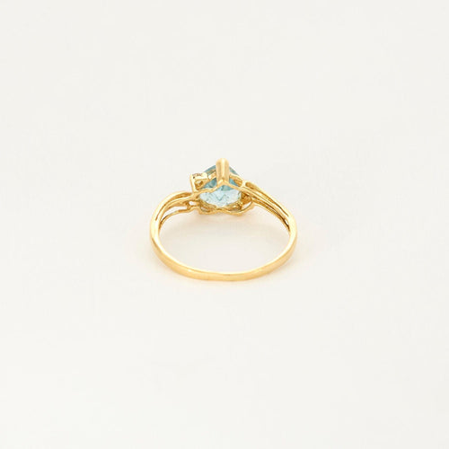 Bague 49 Bague solitaire or jaune et aigue marine 58 Facettes VAN01622