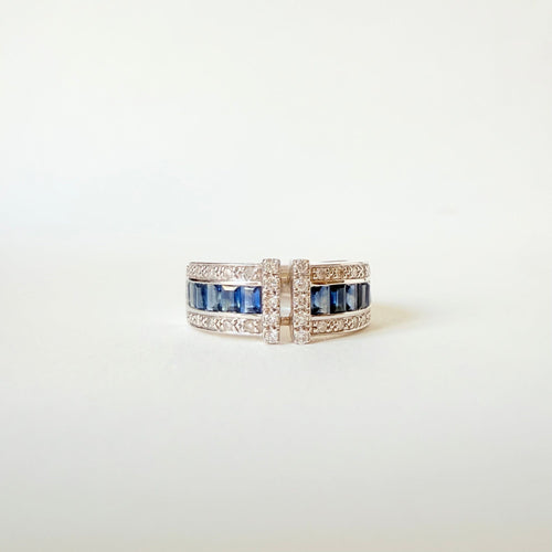 Bague Or gris, saphirs et diamants