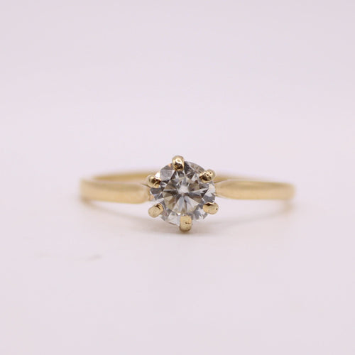 Bague 63 Solitaire or jaune 6 griffes diamant 58 Facettes