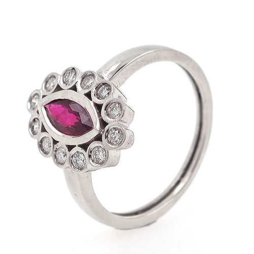 Bague 54 Bague en or avec rubis sang de pigeon de Birmanie et diamants 58 Facettes AO-0004