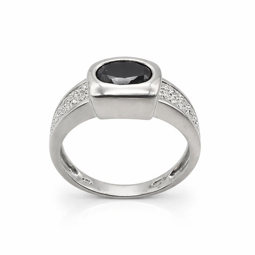 Bague en or blanc saphir et diamants