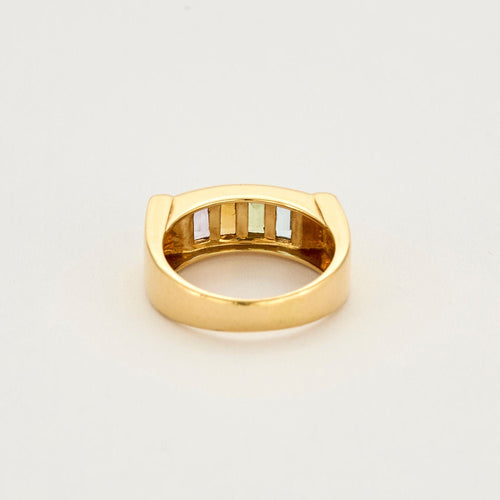 Bague 51,5 Bague or jaune, aigue marine, péridot, citrine, améthyste 58 Facettes RAM26392