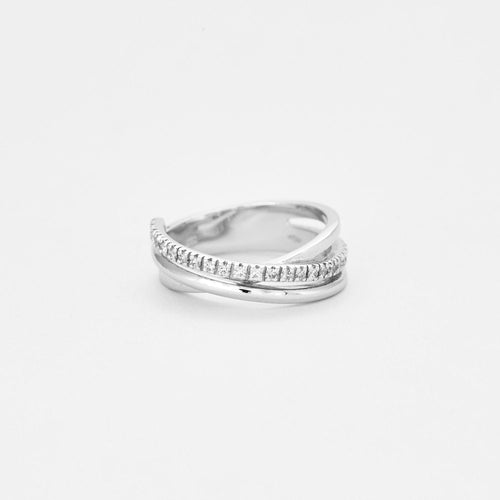 Bague 55 Bague croisée pavée de diamants 58 Facettes 2505