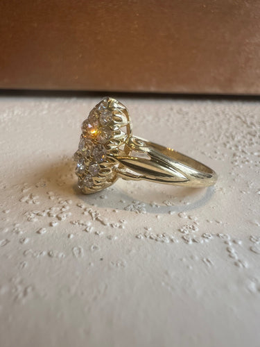 Bague 51 Antique yellow gold diamond ring 58 Facettes