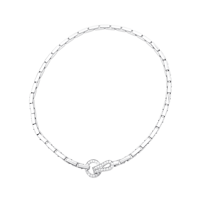 Collier Collier Cartier "Agrafe" en or blanc et diamants. 58 Facettes 34276