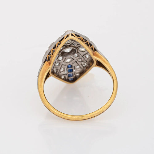 Bague 52.5 Bague Saphir Diamant Art Déco Vintage 58 Facettes G12009