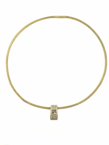 Collier CHOPARD. Collection "Happy Diamonds", collier or jaune 18K et diamants 58 Facettes