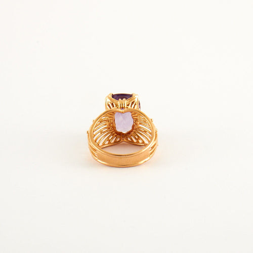 Bague Bague cocktail Améthyste rectangle sertie sur or jaune 58 Facettes