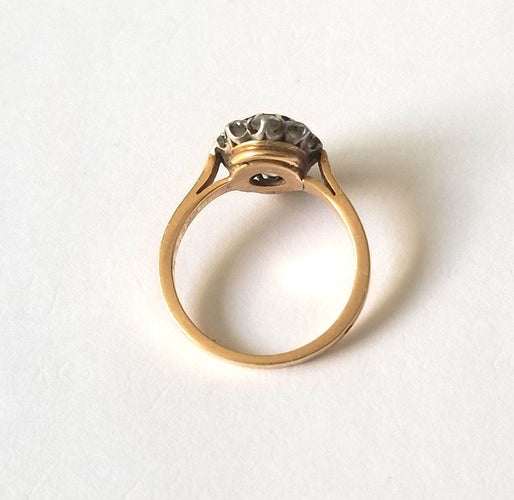 Bague 53 Bague pompadour or jaune 18k - Saphir et Diamants 58 Facettes