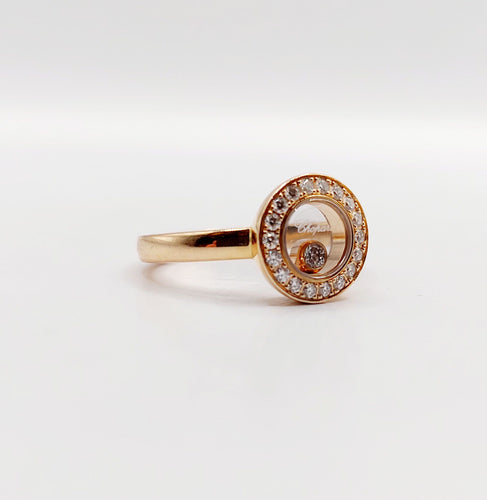 Bague 48 Chopard - Bague Happy Diamond pavée de diamants en or rose 18k 58 Facettes A06339