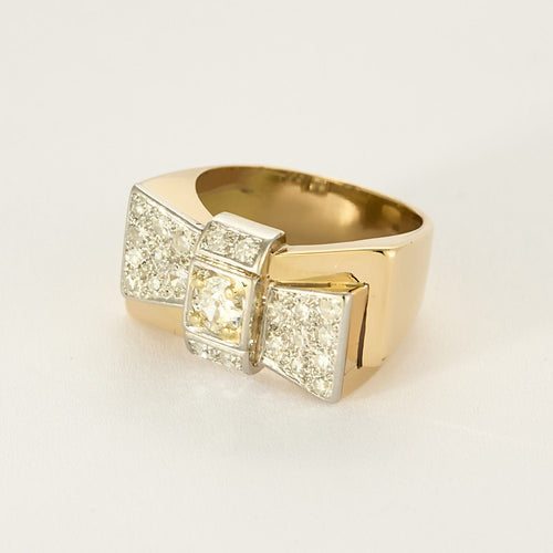 Bague 56.5 Bague Tank en or deux tons et diamants 58 Facettes B250522