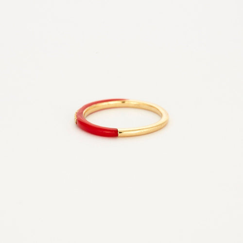 Bague 53 Bague or jaune céramique rouge 58 Facettes 3131750