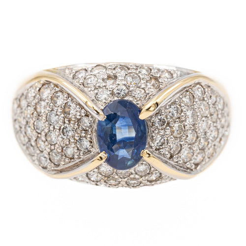 Bague Jonc Or jaune, Or blanc Saphir, Diamant