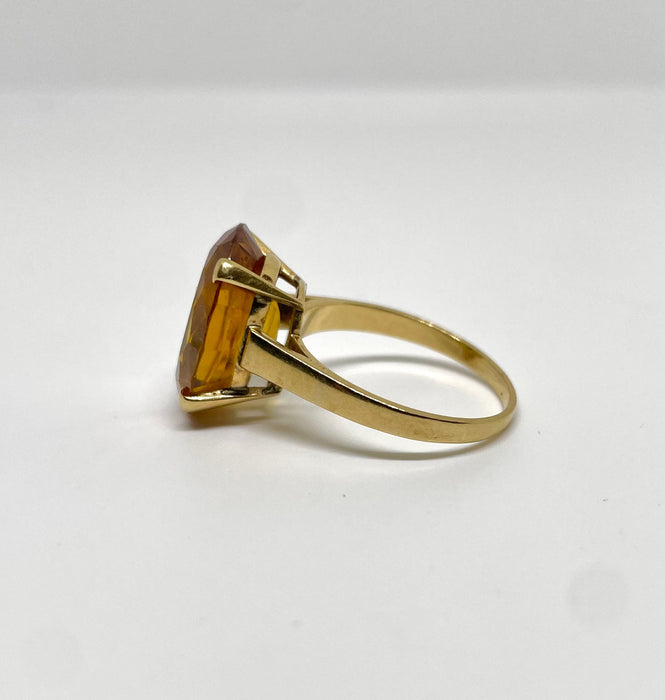 Bague cocktail or jaune citrine 7 carats