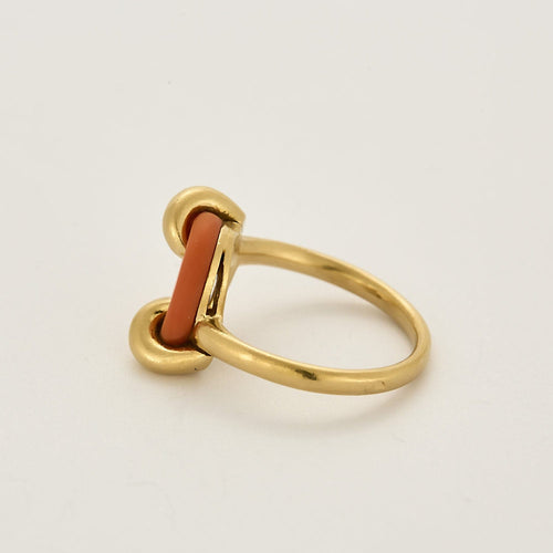 Bague 54 Bague en or jaune et corail 58 Facettes HOU5502