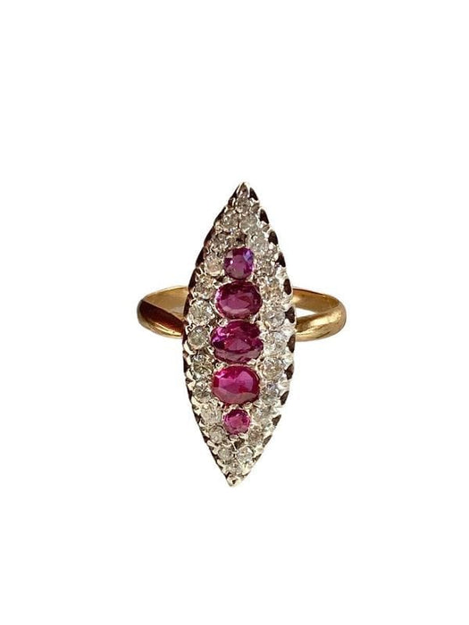 Bague 53 Bague Marquise 2 ors Rubis Diamants 58 Facettes