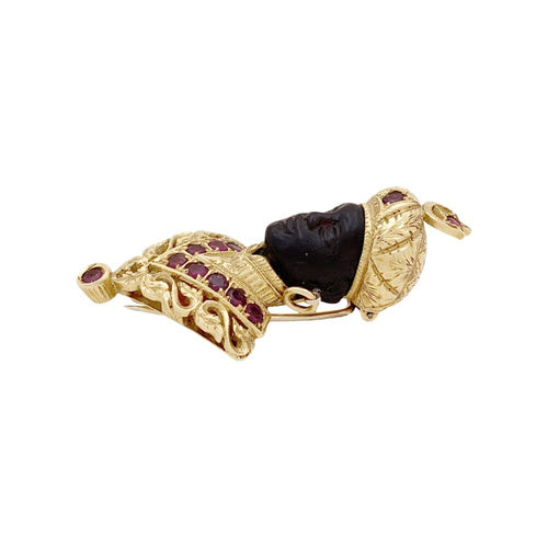 Broche Broche G.NARDI, "Moretto", or jaune, rubis, ébène. 58 Facettes 34878