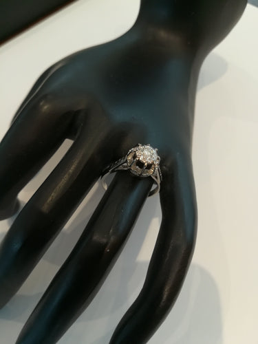 Bague 53 Bague Solitaire Ancien Diamant Or Blanc 58 Facettes