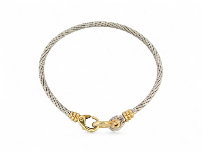 Bracelet vintage bracelet FRED force 10 t17 cable en acier & manille or jaune 18k 58 Facettes 269964
