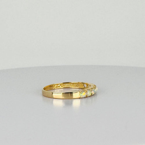Bague opales facettées en or jaune 14k