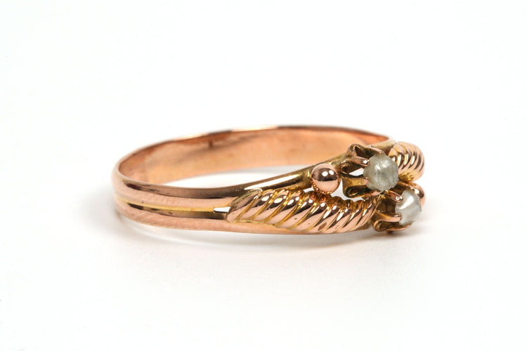 Bague 61 Bague Art Déco or jaune et perles 58 Facettes B468