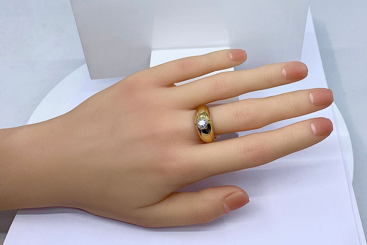 Bague 58 Bague jonc en or jaune et diamants 58 Facettes AB590bis