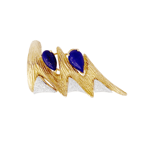 Bague 52 Bague "éclair" deux tons d'or 750/000, lapis lazuli et diamants. 58 Facettes 34722