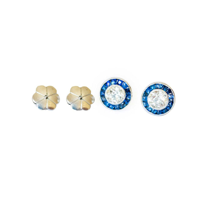 Boucles d'oreilles boucles d'oreilles en platine avec diamants et saphirs 58 Facettes Q97B