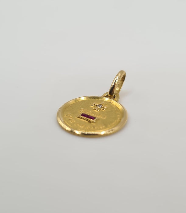 Pendentif or jaune serti d’un diamant et rubis