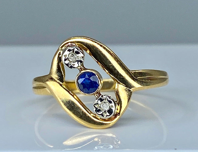 Bague 53 Bague en or jaune saphir et diamants 58 Facettes AB312