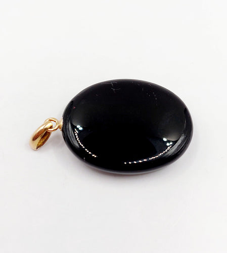 Pendentif Pendentif vintage or rose 18k onyx et plaque émaillée fleurie 58 Facettes A06188